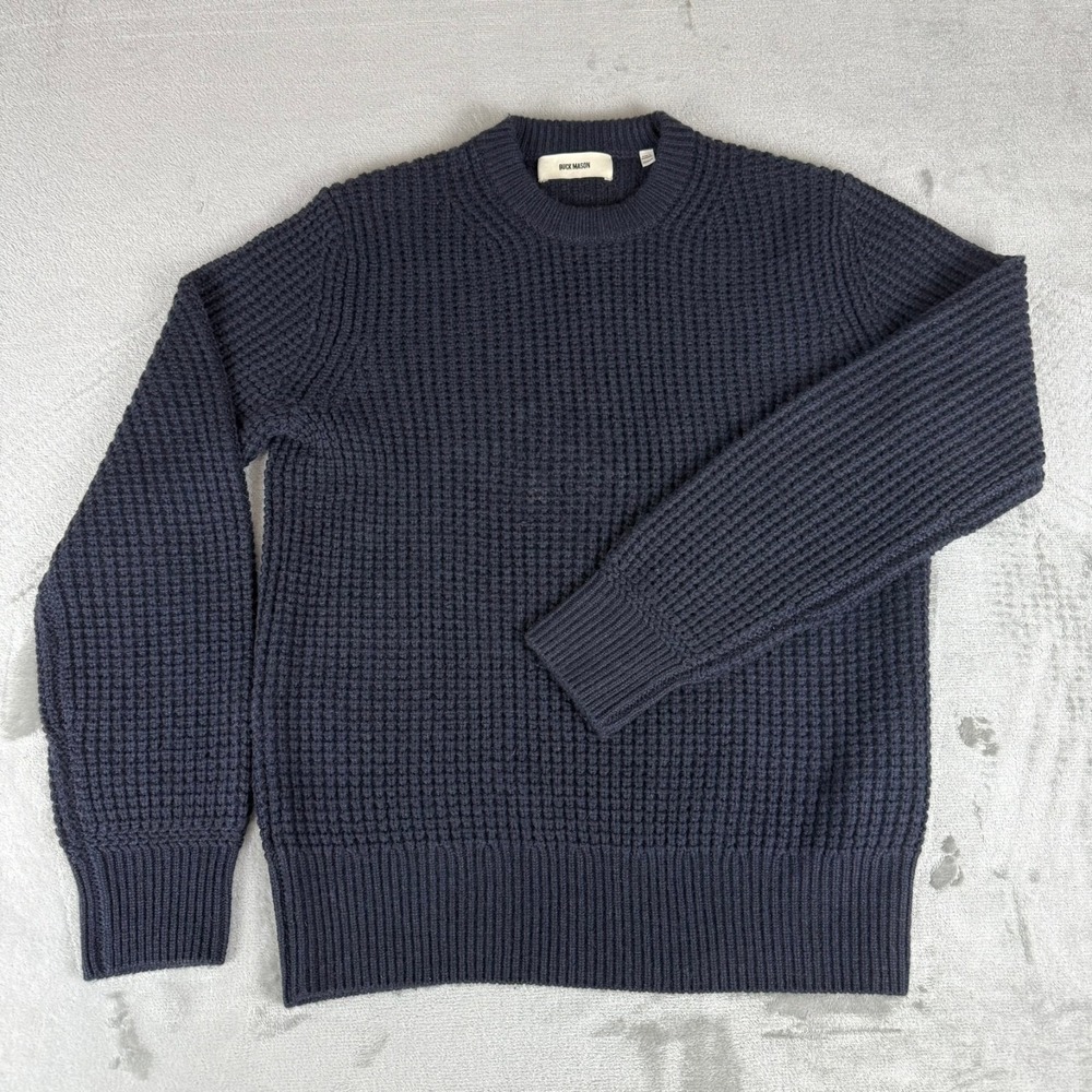 Buck Mason Herdsman Crew Sweater Mens Medium Navy Blue Cashmere $228 New NWOT